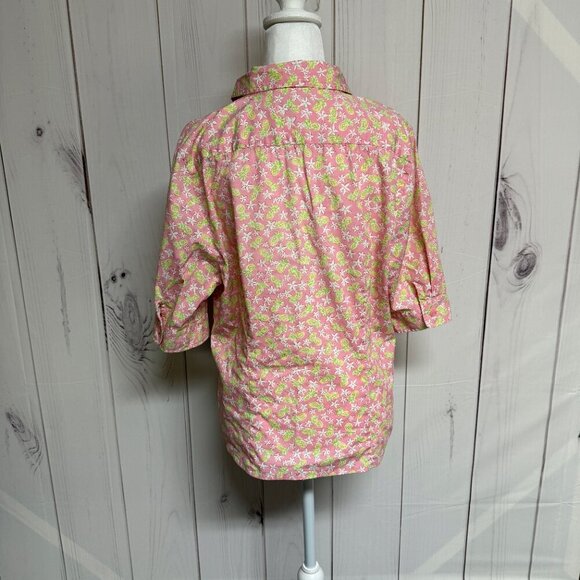 Vintage Lilly Pulitzer Pink Pineapple Floral Button Down Shirt Size 12 EUC - Picture 3 of 11